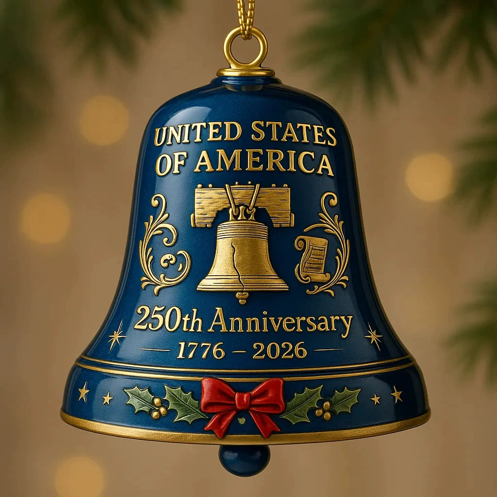 Nuevos productos transfronterizos de acrílico plano 250 aniversario colgante decoración del árbol de Navidad campana colgante decoración del automóvil image 7