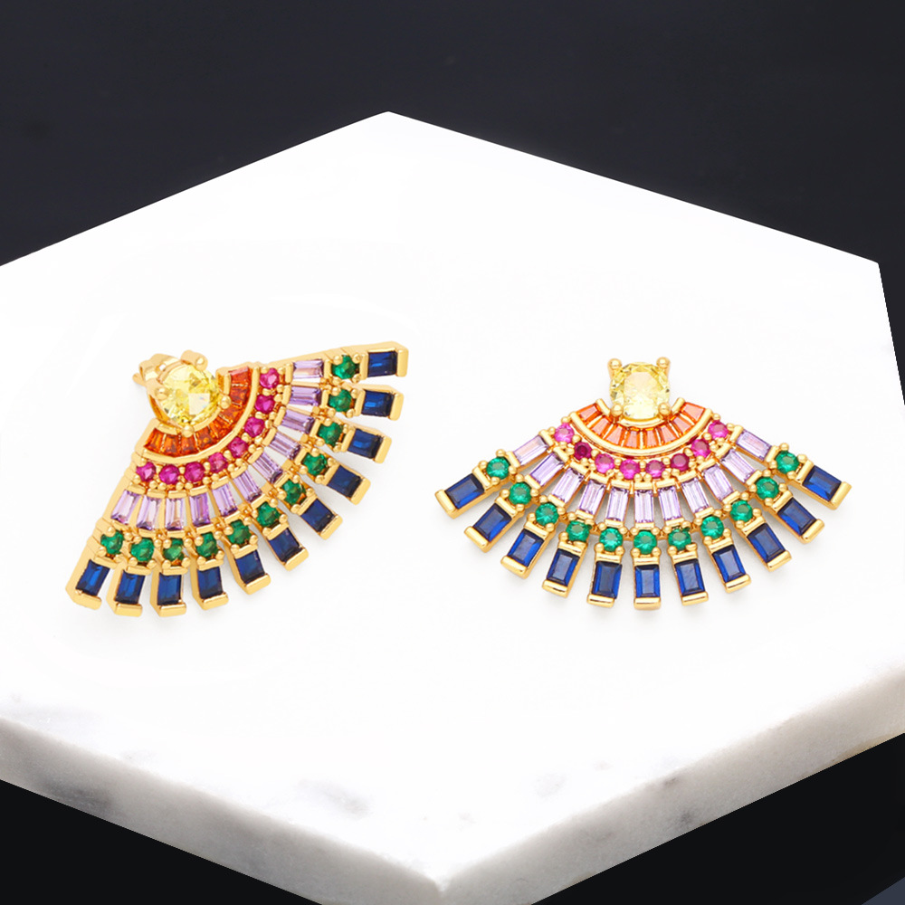 Fashion Sector Copper Ear Studs Plating Inlay Zircon Copper Earrings