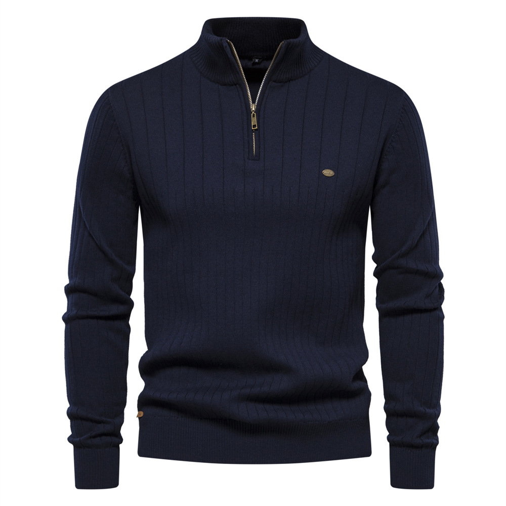 Men's Fashion Casual Stand Collar Half Zip Knitwear Sweater ...