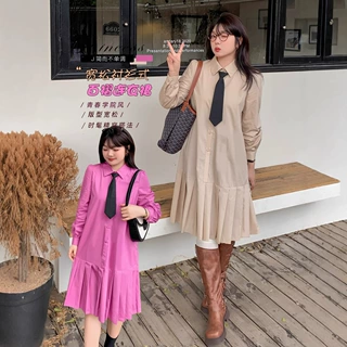 价格美丽k2465大码连衣裙秋百褶衬衫式胖妹妹的衣服大码女装
