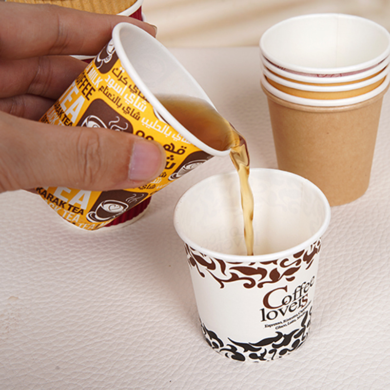 Taza de papel pequeña desechable pequeña taza de café 4oz100ml taza corrugada taza de papel de doble capa taza de bebida engrosada venta directa de fábrica