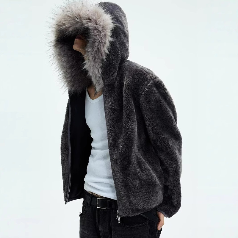 2024 New Autumn and Winter Hooded Fur Jacket for Men and Women Thickened Warm Faux Fox Fur Coat Fashionable All-match