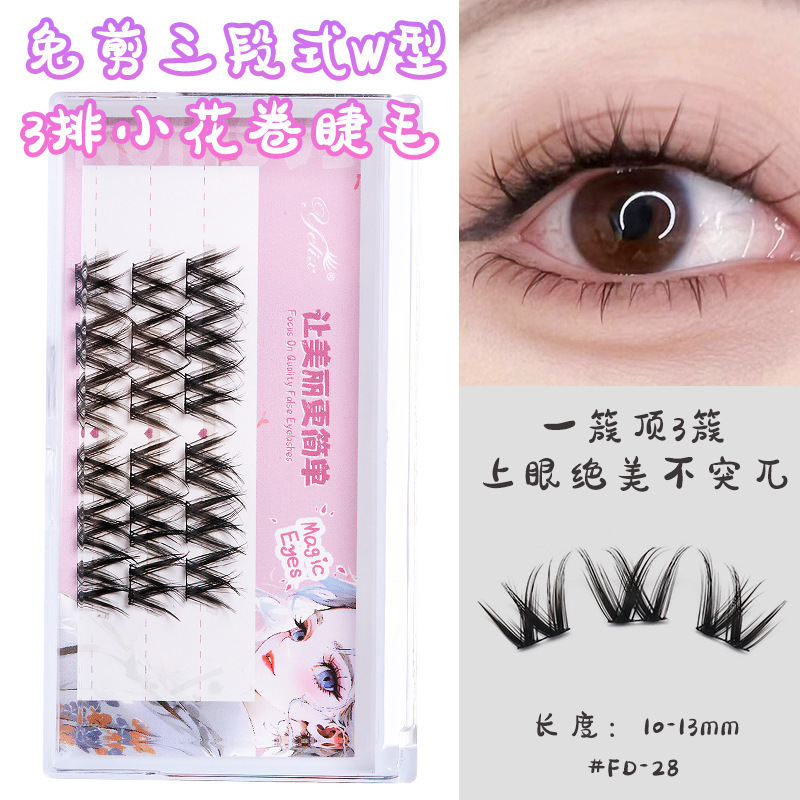 Fábrica de pestañas de espilla de trigo doble punta al por mayor pestañas falsas duras flores de sol naturales densas cómic pestañas sin cola