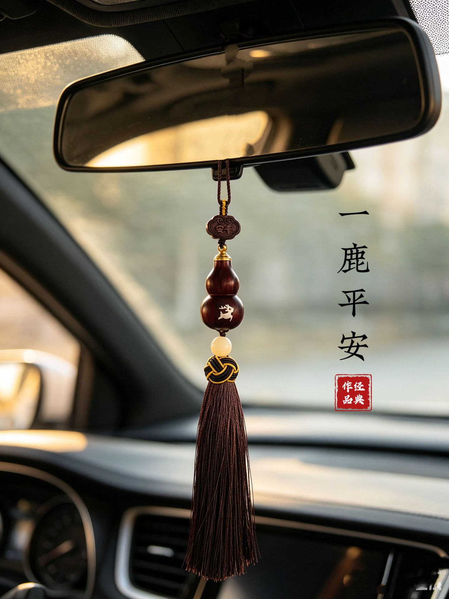 Purple sandalwood wooden gourd car pendant for the Year of the Snake, high-end men's car decoration, new model hanging ornament gift