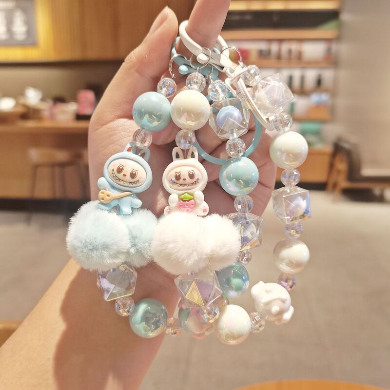 新款卡通公仔拉布布手机链手绘珠钥匙扣手机壳挂链直播盲盒吊坠|undefined