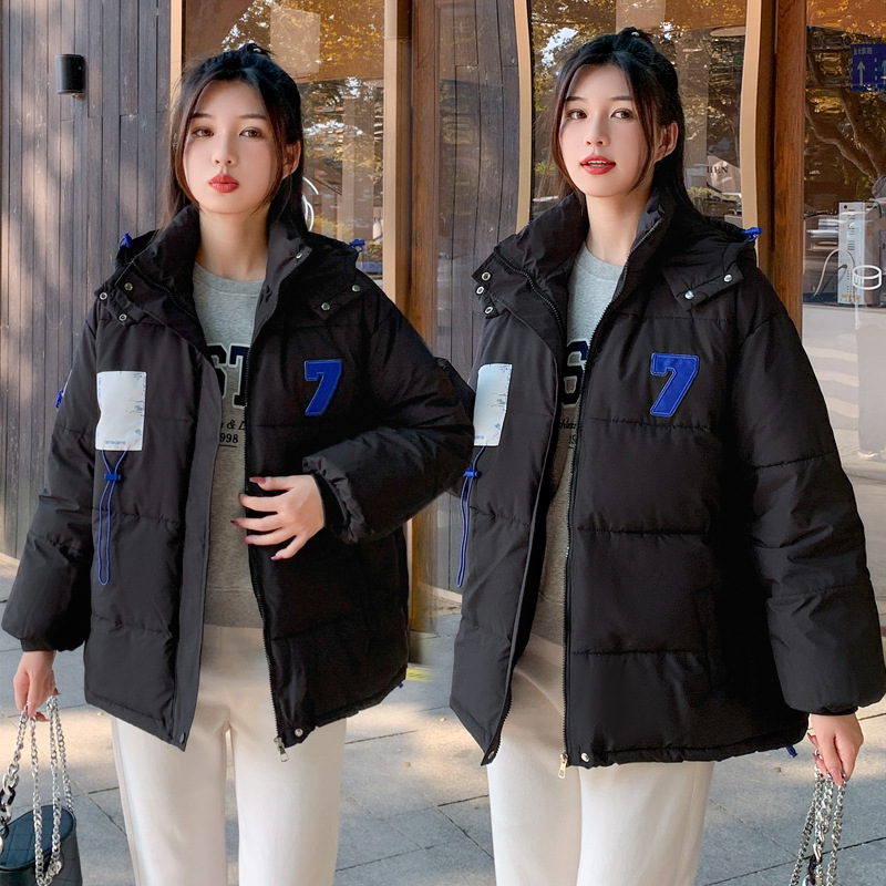Nueva chaqueta de algodón encapuchada de invierno hembra de 2025 ropa de pan coreana pequeña chaqueta de algodón grande suelta image 3
