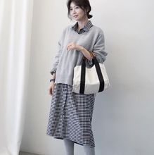 韩国2023基础款文艺复古小清新衬衫长袖格子中长款学院风连衣裙