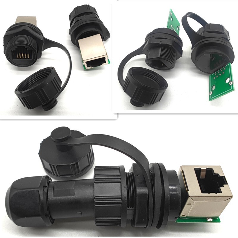 Display Ethernet Plug and Socket Connector Rj45 Network Waterproof Connector with Glue Filling Process, Industrial Grade Network Cable