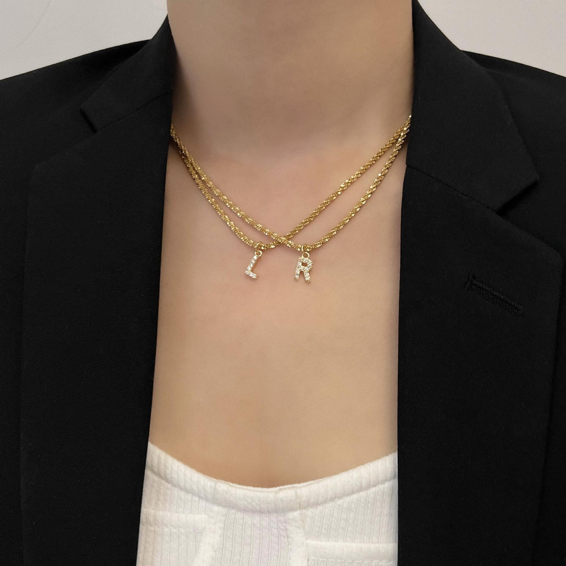 10g Weight Zircon Inlay Material Pendant Necklace Classification 1 Piece Quantity Holiday, Daily Occasion Titanium Steel Material Letter Pattern Women's Gender Plating, Inlay Design Simple Style, Classic Style Style Simple Style Classic Style Letter Titanium Steel Plating Inlay Zircon Pendant Necklace 7