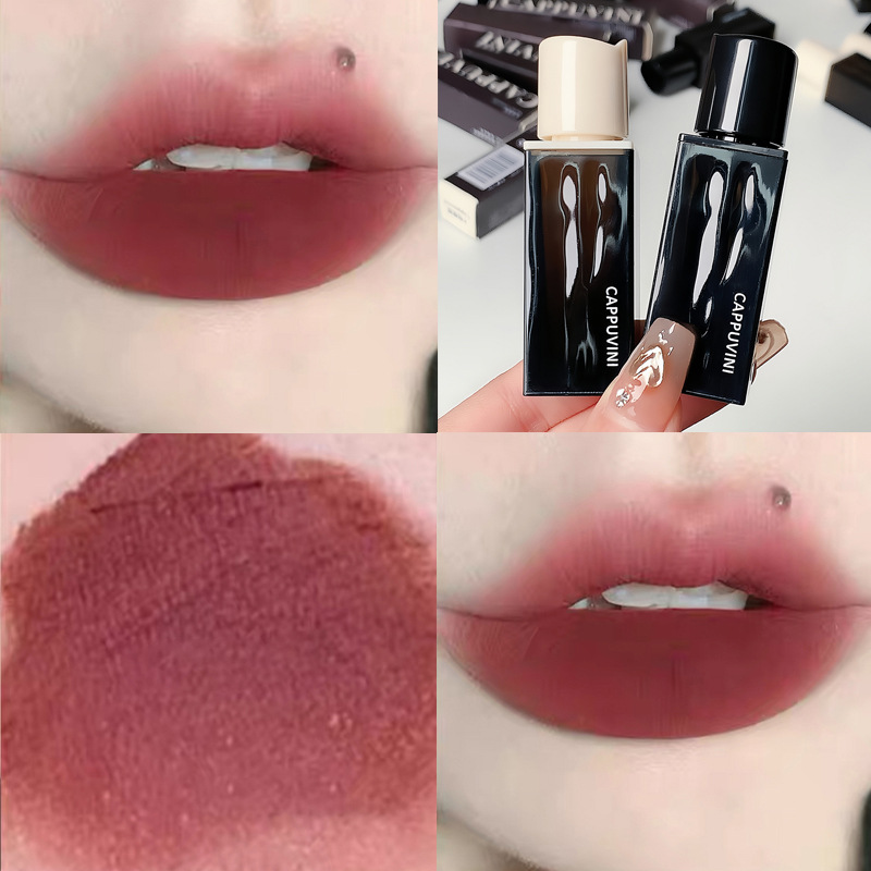 Onda de agua Cappuvini Amber Lip Glaze Mate Tarjeta de terciopelo burbuja Weini lápiz labial maquillaje transfronterizo maquillaje de belleza