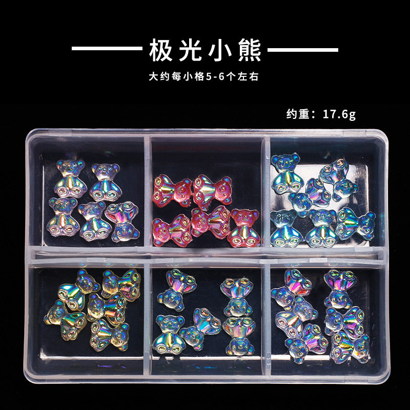 Joyas de manicura de resina híbrida japonesa 3D estereoscópica de cinco pétalos Aurora Xiangshan Camellia caja de 6 cuadros