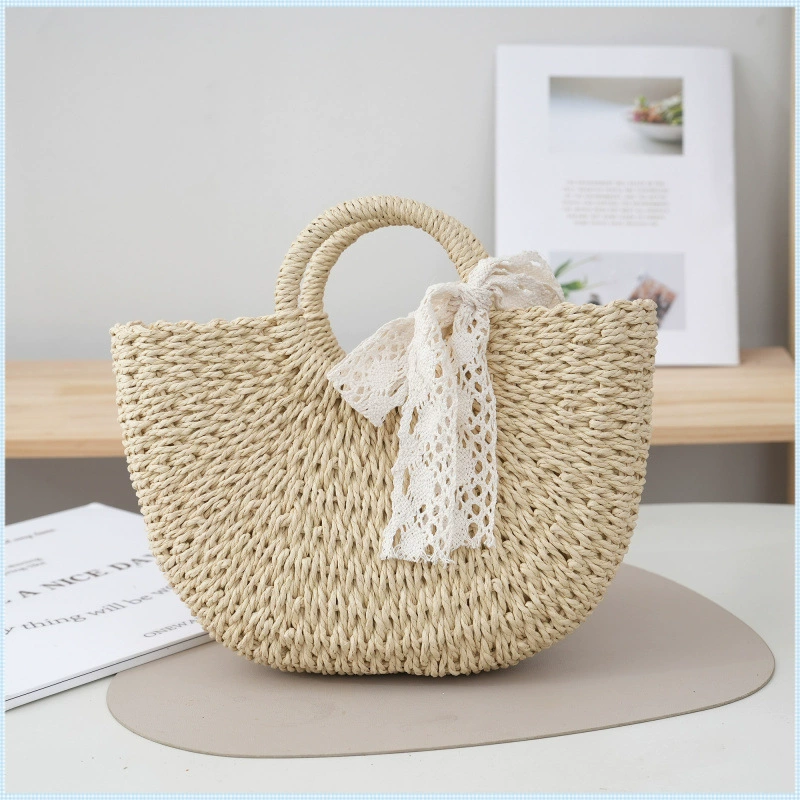 Популярные сумки ручной работы, модные летние пляжные сумки с лентами, тканые сумки интернет-знаменитостей, женские сумки для отдыха на море в лесном стиле.