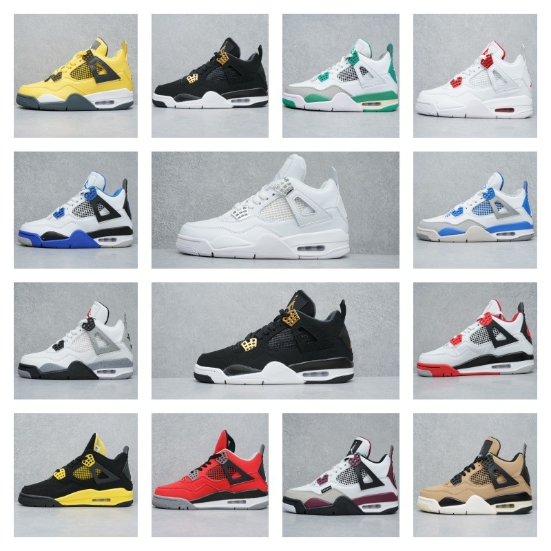 莆田卸売 AJ4 黒猫パリ黒赤電気母紳士靴黄色ミッドナイト青白セメントジョー 4 女性の靴バスケットボールシューズ|undefined