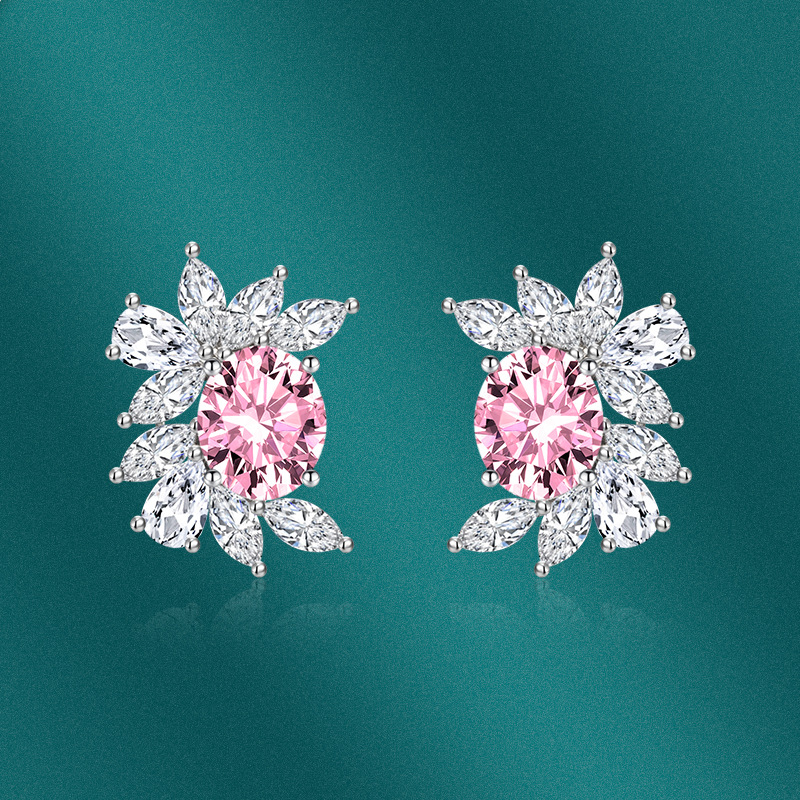 Nouvelle Forme De Fleur De Cuivre Incrusté Zircon Boucles D'oreilles En Gros display picture 2