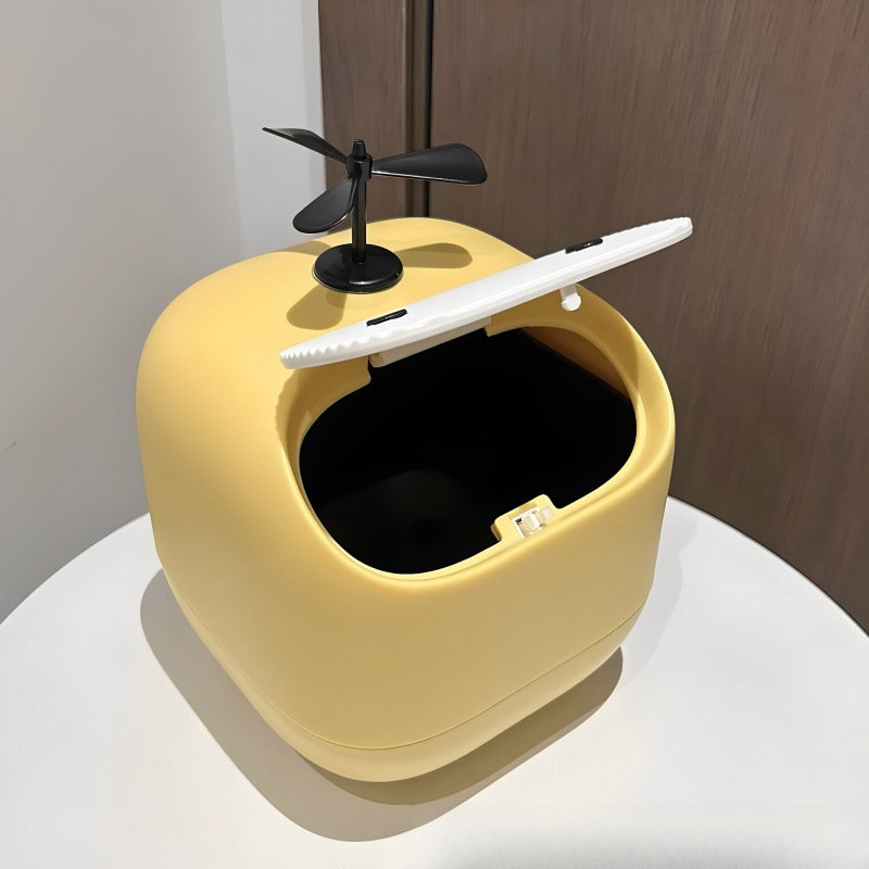 Ninja Desktop Trash Can Office Press-Type Mini Storage Bucket with Lid