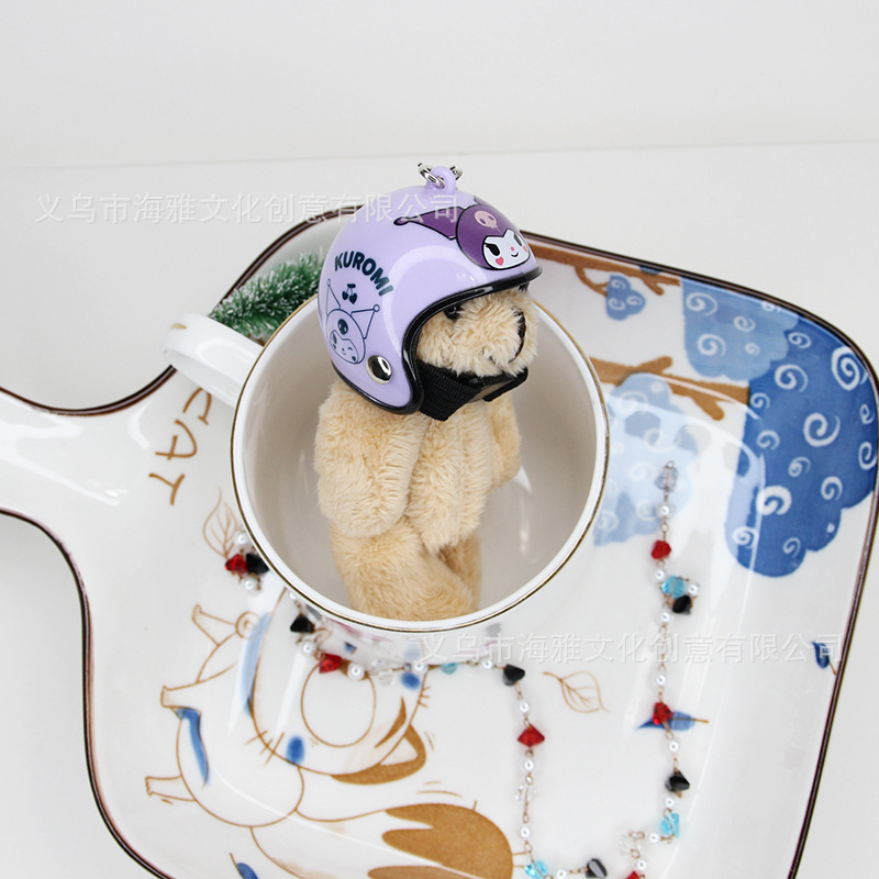 Estilo coreano 9cm pelo largo motocicleta oso muñeca extremidades móvil tire molino de viento motocicleta teléfono móvil colgante bolsa coche