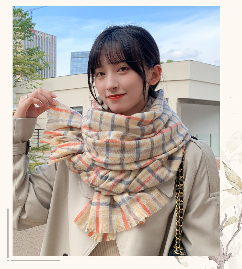 Short Beard Striped Scarf Korean Version Of The Double-sided Fashion Thickening Warm Long Shawl Student Bib display picture 18