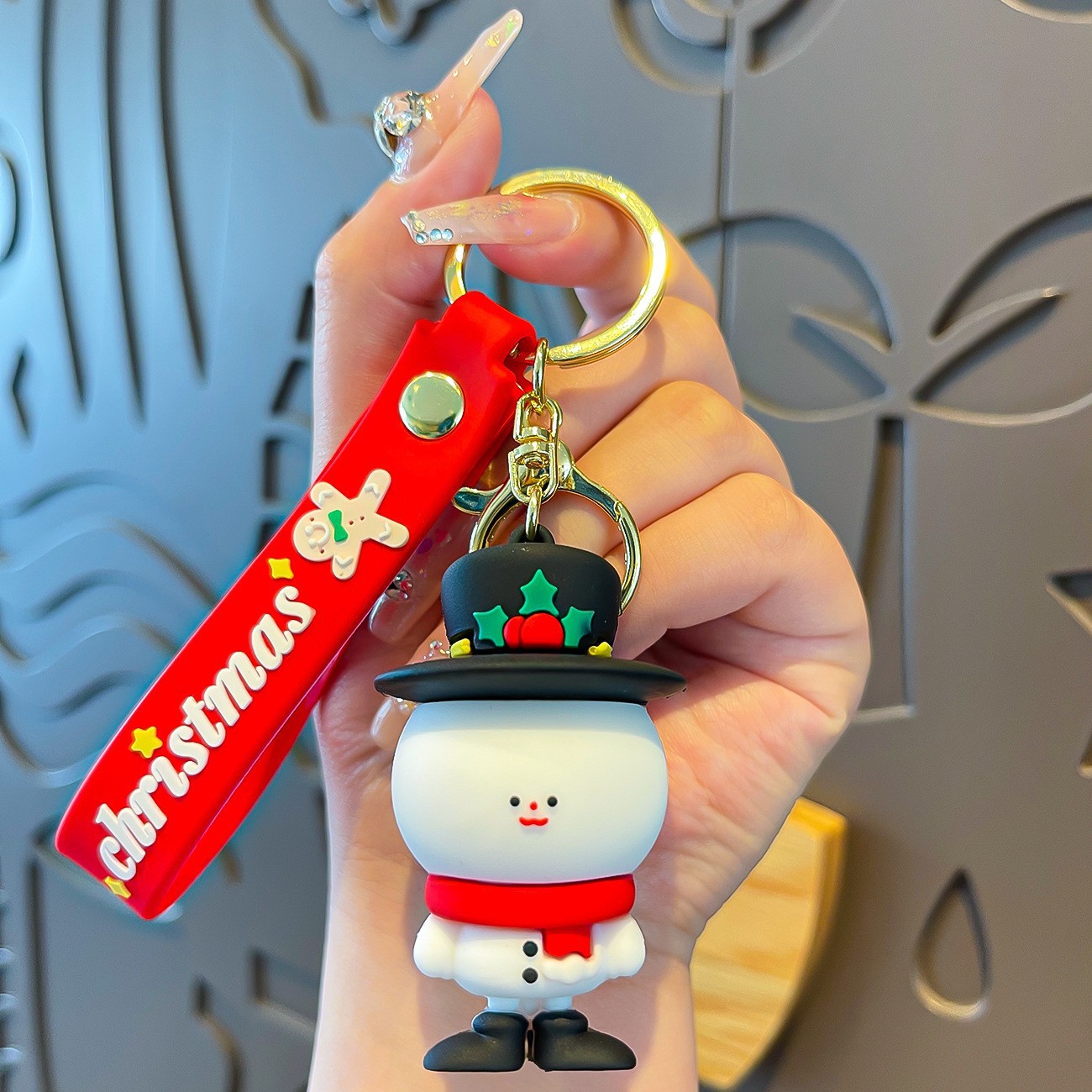 Navidad transfronteriza muñeco de nieve llavero de dibujos animados llavero de automóviles colgantes bolsas colgantes joyas regalos de Navidad al por mayor