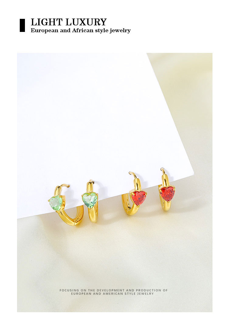 Titanium Steel Ear Needle Material 1 Pair Simple Style Heart Shape Inlay Titanium Steel Zircon Earrings