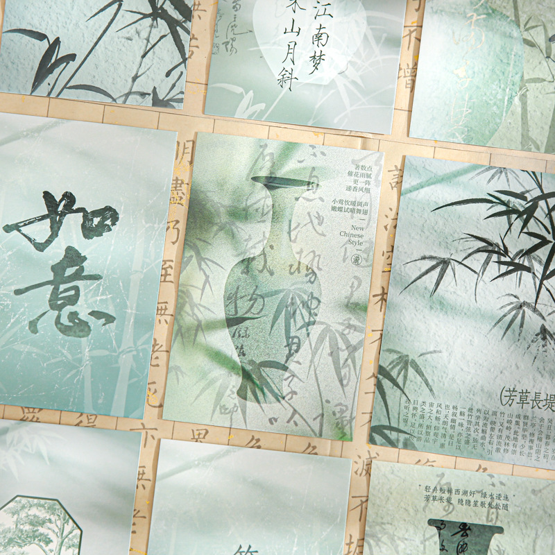Mr. Paper Postales en caja Serie de canciones débilmente Shengge Pintura al óleo retro Estilo Flor Texto Bendición Tarjeta Single