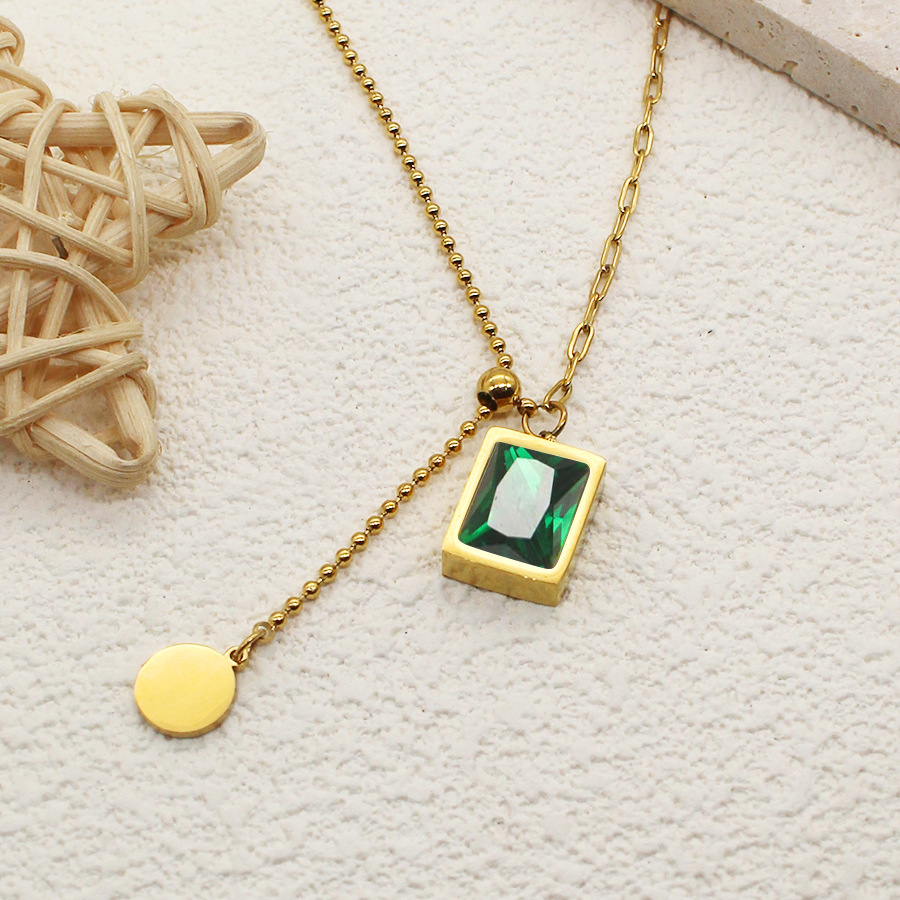 Collana di gioielli in smeraldo, design di nicchia, catena per clavicola patchwork in smeraldo, semplice e versatile, collana regolabile_voghion.com