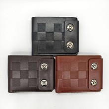 青年男士时尚条纹磁扣钱包 多色仿皮 男士商务休闲短款多功能钱夹