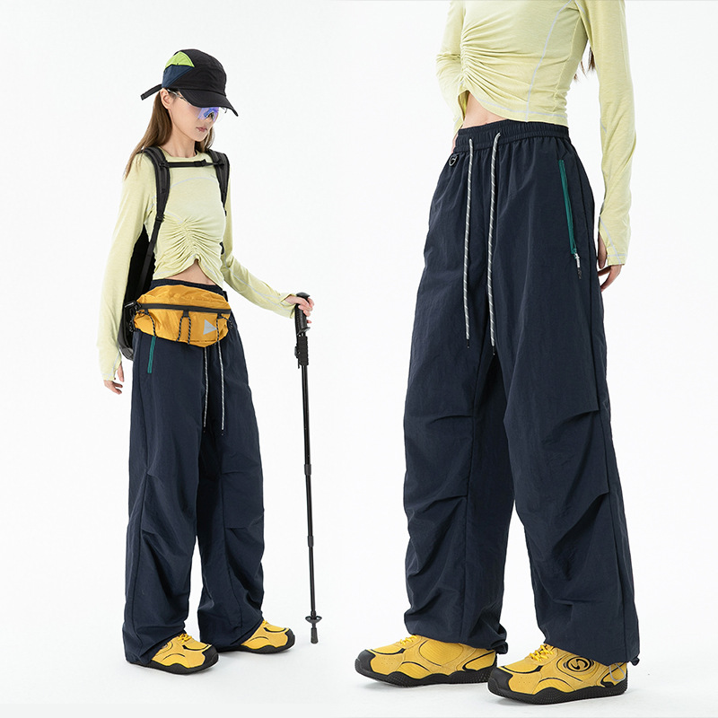 Lightweight Outdoor Quick-Dry Casual Pants for Men and Women, Youth American-Style Pleated Parachute Pants, Hiking Pants for Petite Individuals, Sports Pants