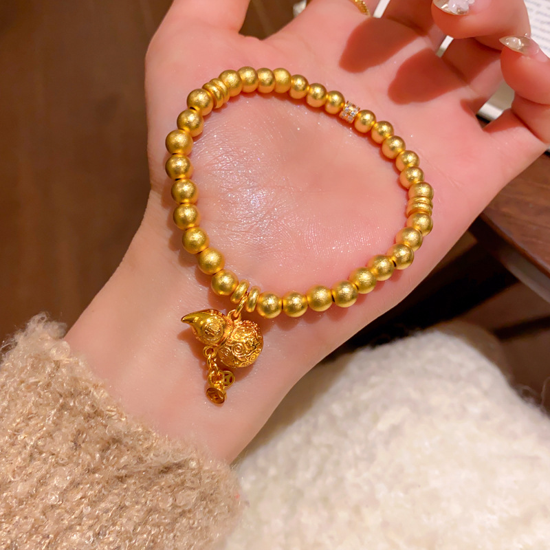 Pulsera de calabaza de moneda de cobre de circón, lujo ligero, sentido de alta gama, nueva pulsera retro china, pulsera, joyería de todo fósforo de nicho al por mayor