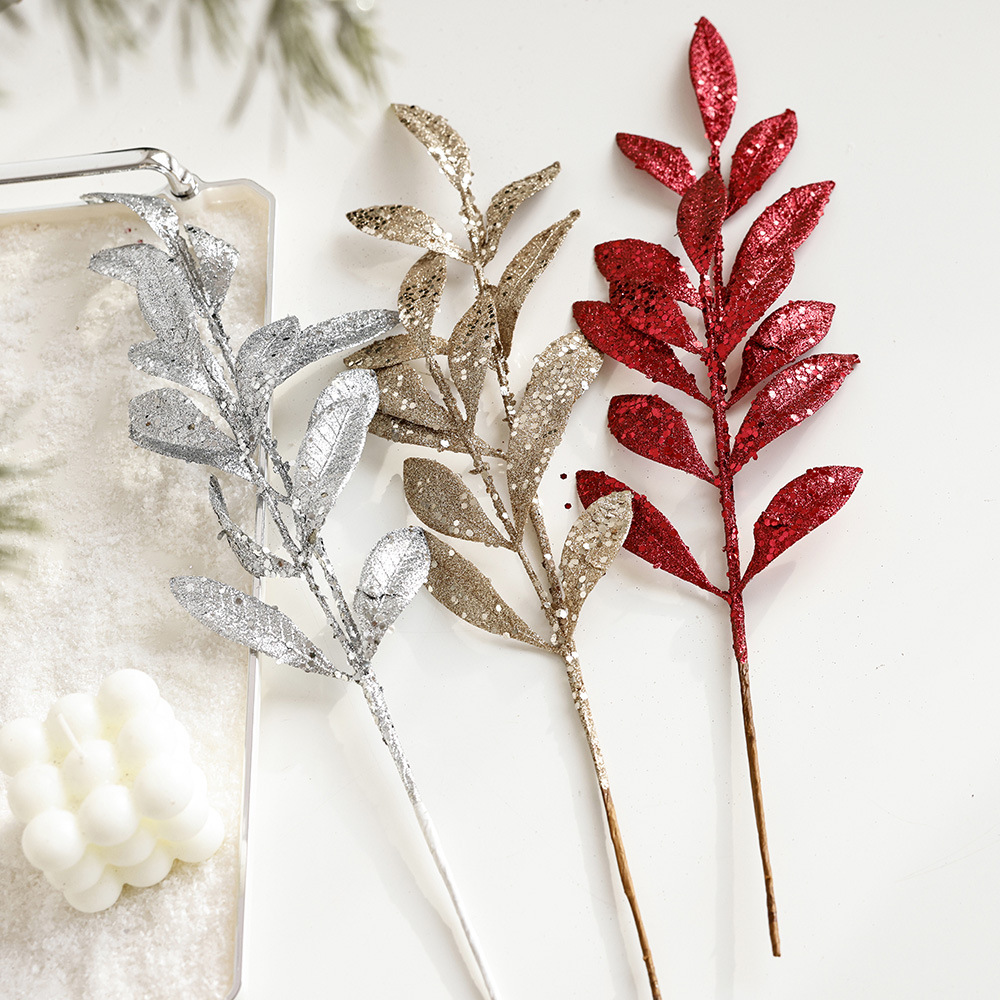 Decoración de Navidad oro rosa flor amor ramas decorativas árbol de Navidad plug-in Año Nuevo atmósfera suministros ramas de simulación