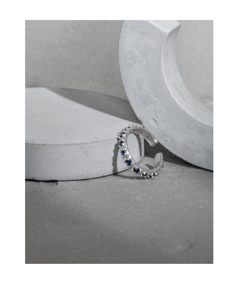 French niche zircon texture S925 silver open ring lady ring