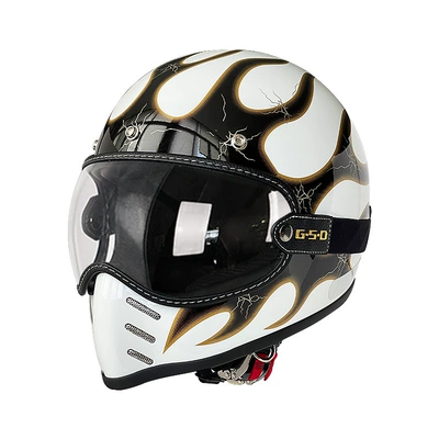 Motosiklet kaskı (dəbilqə) – Safety Helmet 3C - white-background-gold-flame-transparent-mirror-m55-56
