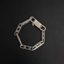 钛钢项链朋克新款小众设计经典锁扣手环不锈钢男女情侣同款拼接