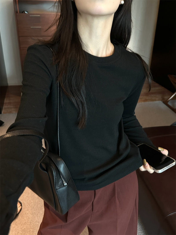 灰色长袖打底衫女内搭可外穿秋季新款设计感恤2025修身显瘦上衣|undefined