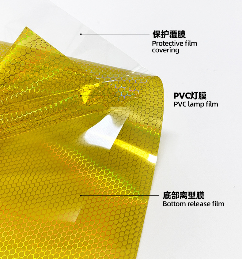 Car Headlight Film Laser Honeycomb Transparent Headlight Color Changing Film Grid Rainbow Car Light Color Changing Film 12 Colors