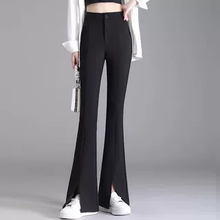 前开叉微喇裤女2025春夏秋季高腰休闲坠感显瘦显高微叭西装微喇裤