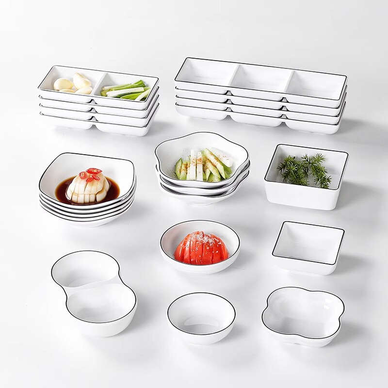 High-End Melamine Tableware and Dishes for Commercial Barbecue Restaurants, Sauce Ingredient Plates, Seasoning Dipping Dishes