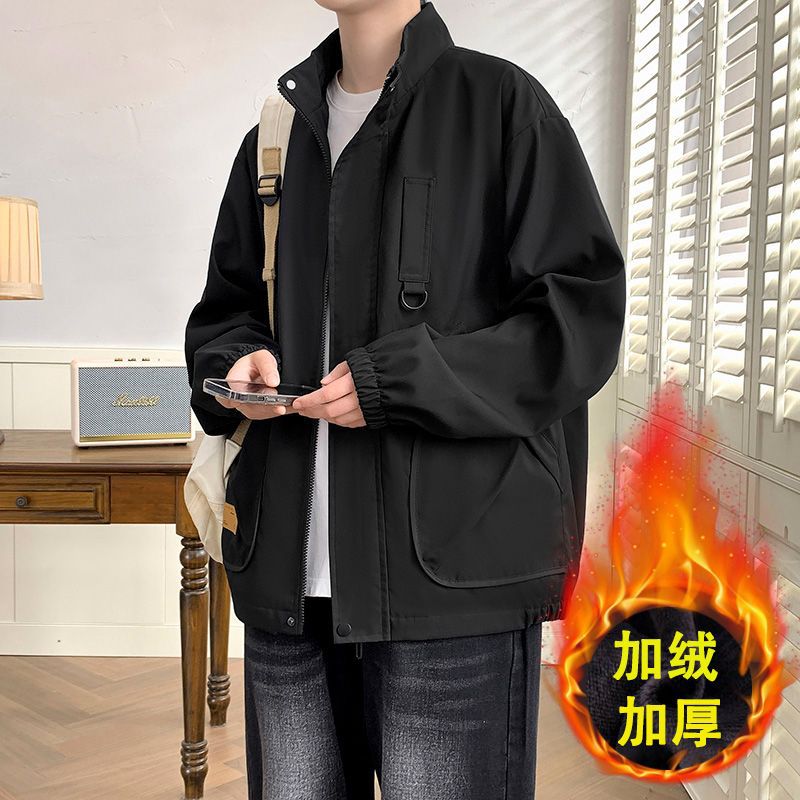 男士外套秋秋季宽松立领上衣新款潮流男休闲百搭潮牌工装防风夹克