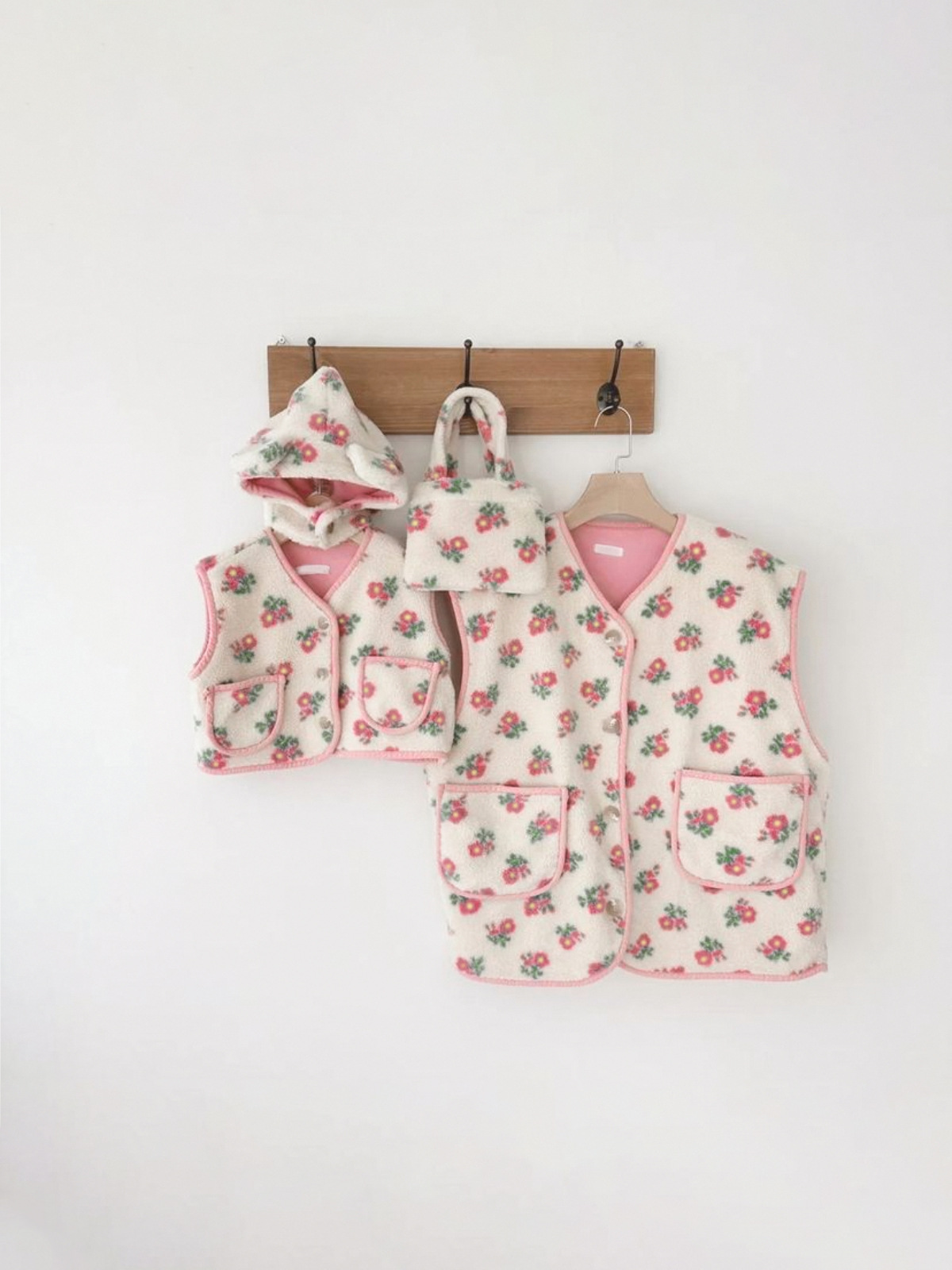 Bebé bebé primavera y otoño floral de terciopelo de doble cara de un solo pecho ropa exterior chaleco niños y niñas bebé niños chaleco caliente