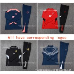 2526新款足球服巴黎皇马阿森纳拜仁长袖半拉训练服一件批发