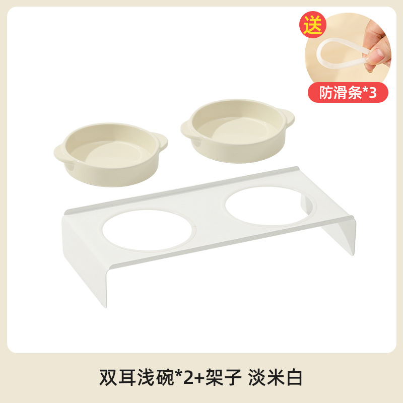 Corea del Sur ins cerámica cervical soporte perro tazón gato tazón doble oreja tazón gato tazón de comida para gatos tazón perro tazón para mascotas tazón para beber con estante de tazón