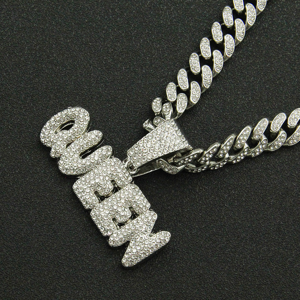 Fashion Stitching Full Diamond Letter Personality Short Clavicle Chain Necklace display picture 5