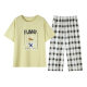 [with chest pad] 100 cotton women's pajamas summer short sleeve cropped pants 2025 new home clothes pajamas women