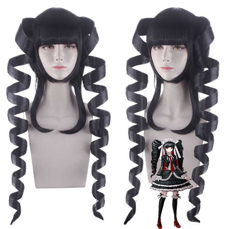 Blue Gold Danganronpa Celestia Ludenberg Giant Spiral Cosplay Wig