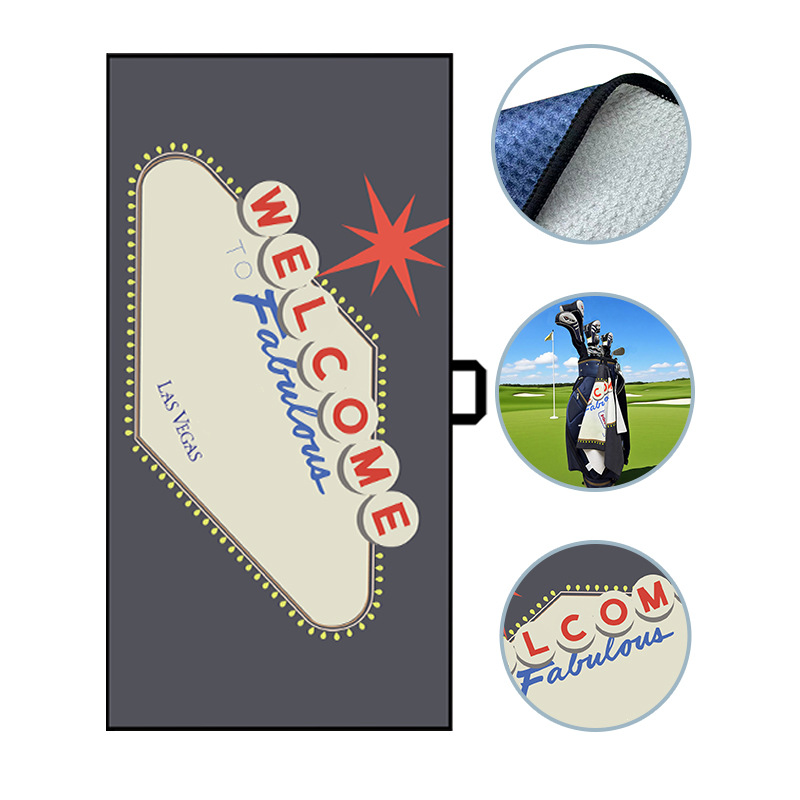 Cross-Border Printed Golf Towel, Absorbent Microfiber Waffle Ball Towel, Custom Digital Printed Sports Towel