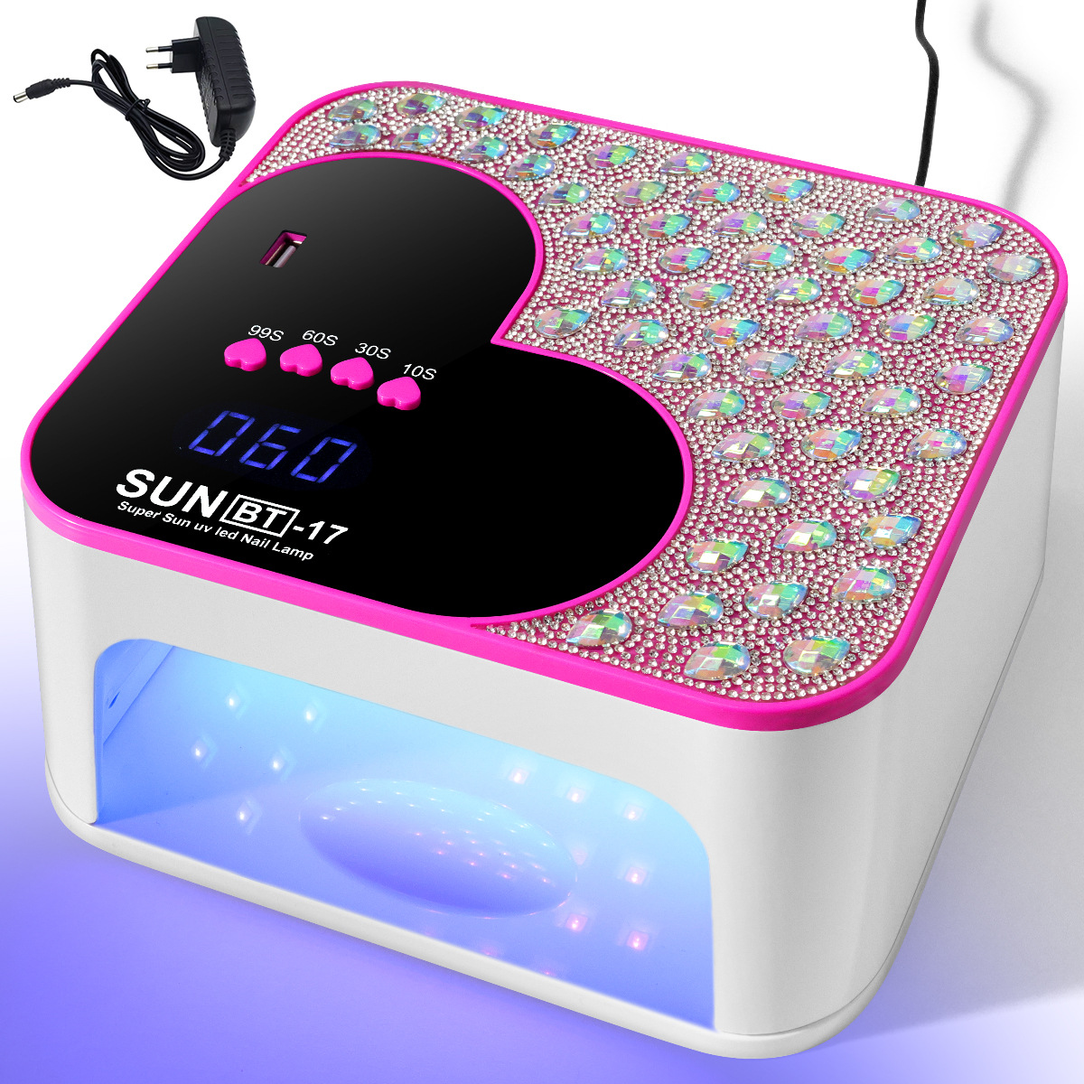 Diseño de amor de diamante enchufable usb lámpara de uñas multifuncional gran espacio LED máquina de fototerapia UV secador de uñas