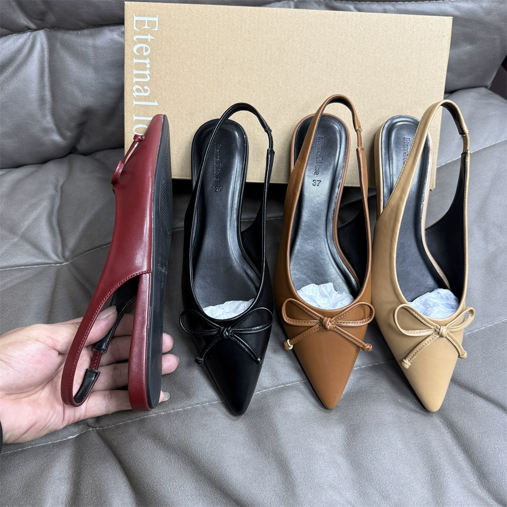 Женские летние босоножки с юбками, французские туфли на толстом каблуке с острым носком и бантом.