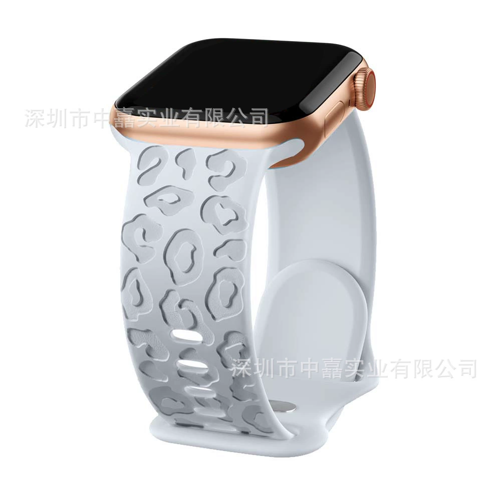 Silicone Watch Strap Apple compatible, 38–49 mm, soft leopard-texture band