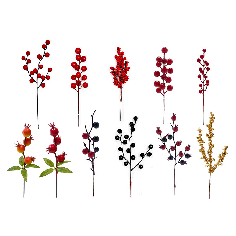 Festival de primavera decoración de Año Nuevo artificial baya roja ramo de Navidad fruta roja arreglo floral accesorios fortuna simulación de fruta Holly