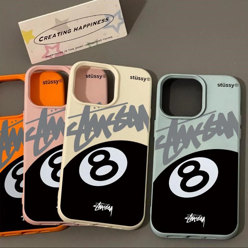 Suitable for Apple 16 Mobile Phone Case Iphone15 Leather Texture 14Plus Black 8 Billiards 13/12Promax Anti-Fall Soft Shell