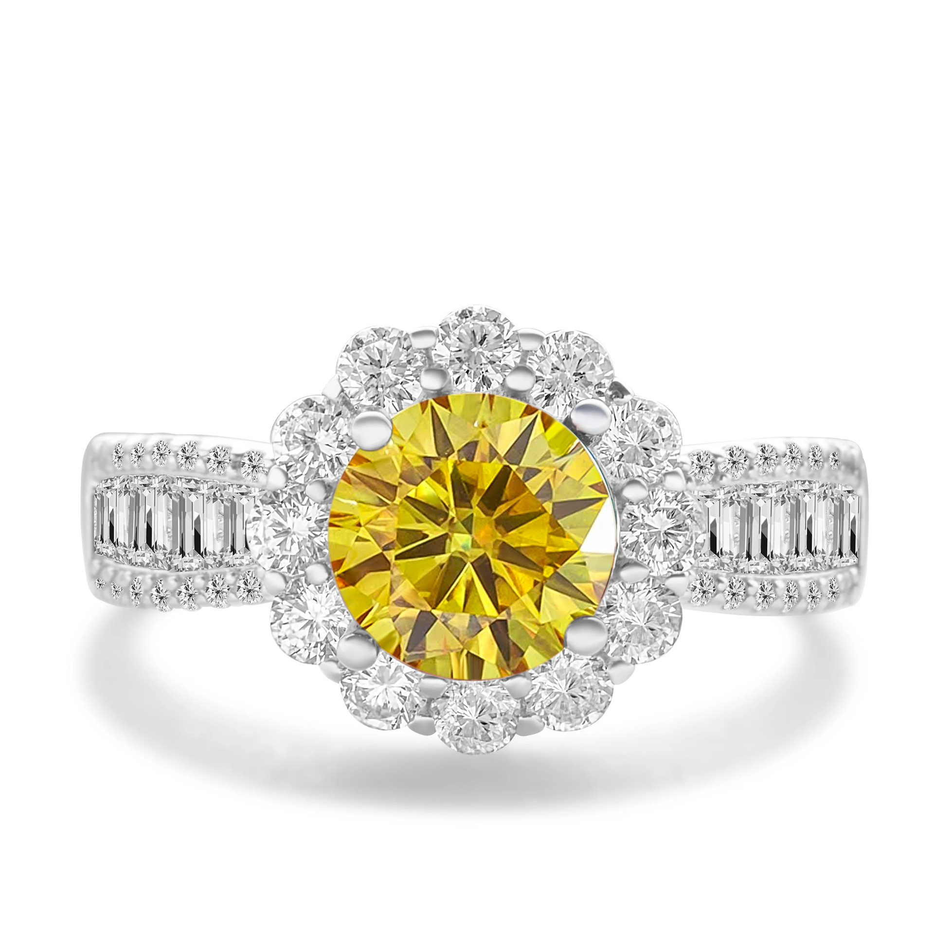 2CT anillo de piedra de mosaico de color de plata esterlina S925 cinturón de plata GRA certificado de mosaico de comercio electrónico transfronterizo anillo de venta caliente para mujeres